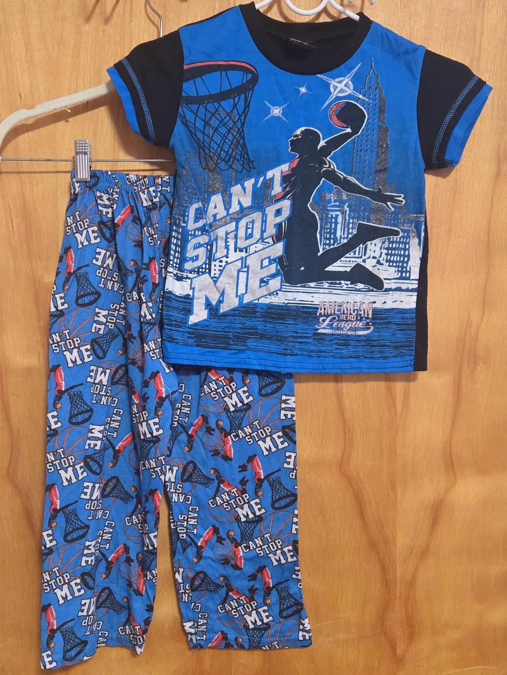 AMERICAN HERO PAJAMA BASKETBALL " CAN'T STOP ME" FOR BOY 5/6Y